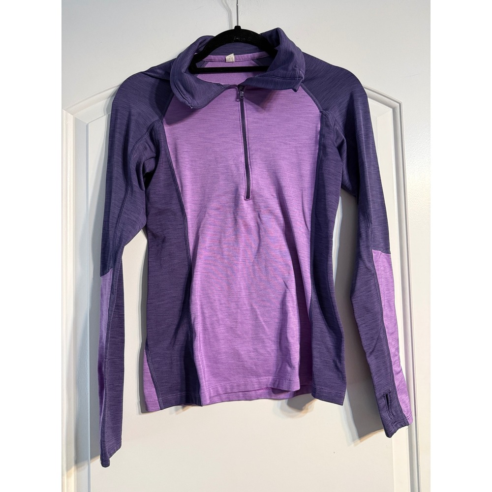 Under Armour Pullover S Purple 1/4 Zip Heathered Thumbhole Top Activewear Gym